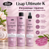 Lisap Top Care Ultimate K Изправяща терапия за непокорна и чуплива коса за домашна употреба (шампоан 250ml + маска 200ml + спрей 250ml)